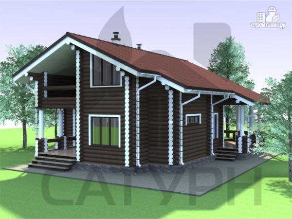 Фото 1: проект дом из дерева с террасой и балконом