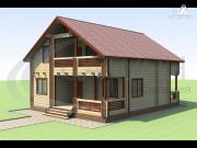Проект деревянный дом с террасой и балконом