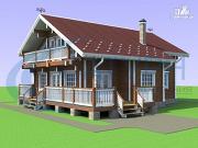 Проект дом из дерева с балконом и террасой