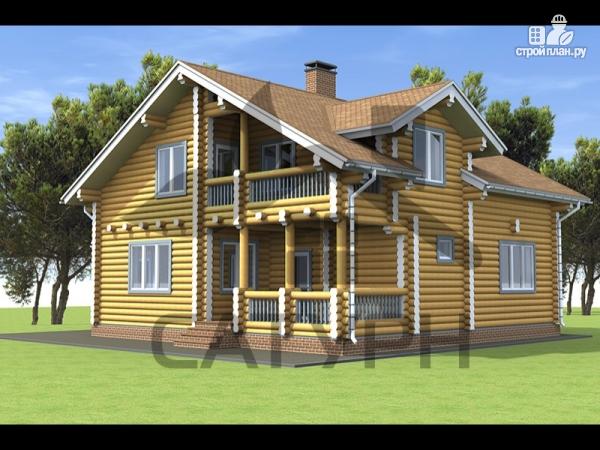 Фото: проект дом из дерева с балконом и террасой