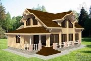 Проект бревенчатый дом с террасой